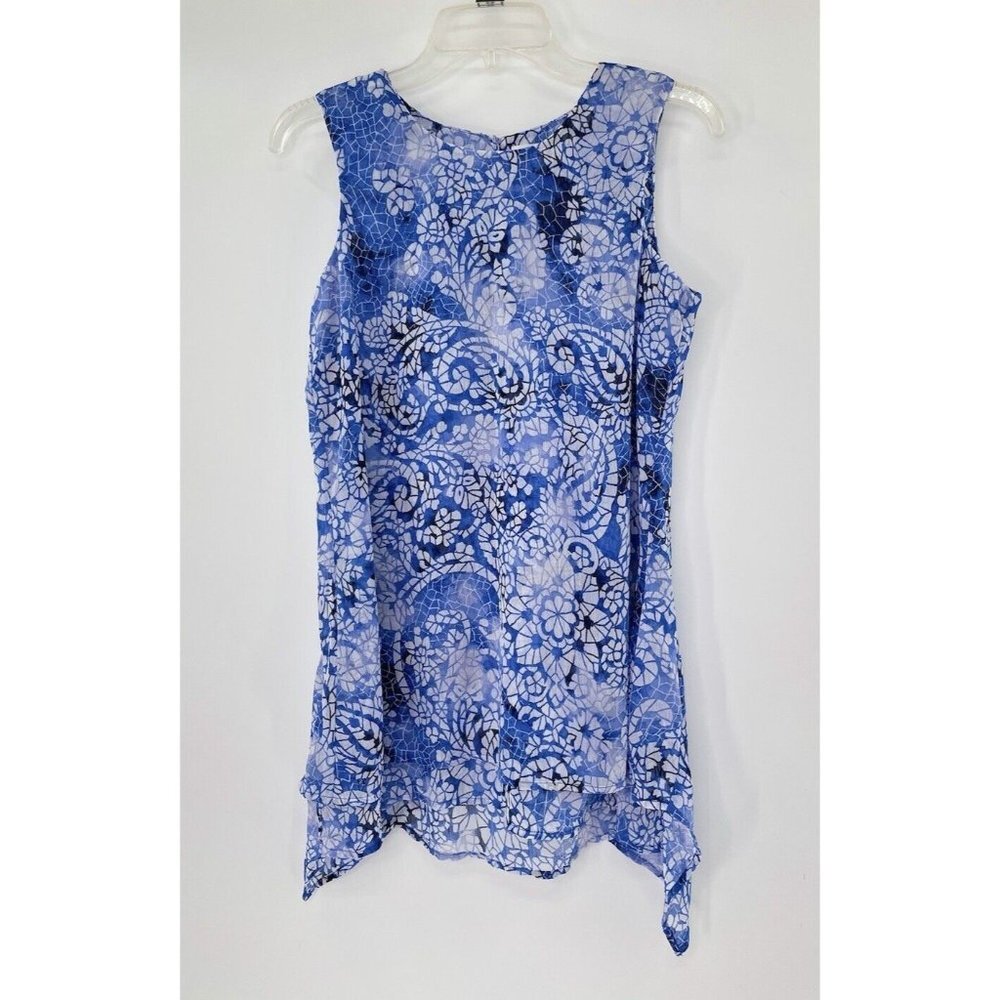 Fever‎ Women’s Lightweight Floral Print Layered High Low Asymmetrical Tank Top S